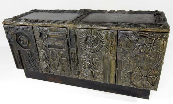 PAUL EVANS Sculpted Bronze four-door sideboard with