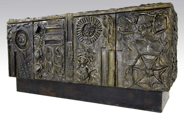 PAUL EVANS Sculpted Bronze four-door sideboard with - 2