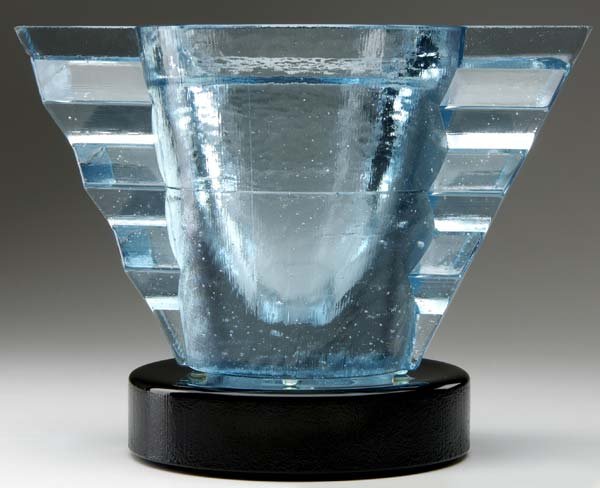 JOHN LEWIS Glass vessel, "Blue Lightning Jar," on