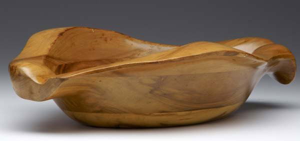 RUSSEL WRIGHT / KLISE WOODWORKING USA Oceana salad: RUSSEL WRIGHT / KLISE WOODWORKING USA Oceana salad bowl, "Wave". Branded signature. 3 3/4" x 15" x 9 3/4"