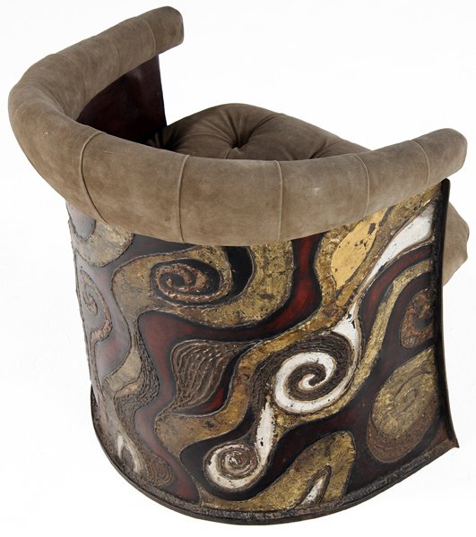 PAUL EVANS U-shaped chair in patinated steel with 