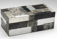 130: PAUL EVANS Argente patchwork aluminum box with ant