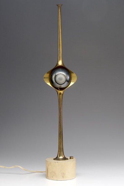 ANGELO LELLI / ARREDOLUCE Cobra table light with m: ANGELO LELLI / ARREDOLUCE Cobra table light with magnetic adjustable metal shade. Arredoluce label. 24 1/2" x 5"