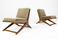 850: PIERRE JEANNERET Pair of Scissor chairs with celad