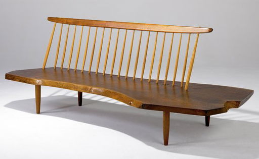 1 George Nakashima Conoid Bench With Back In Walnut W Oct 25