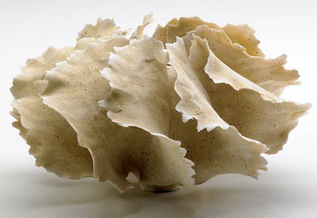 URSULA MORLEY PRICE Delicate porcelain vessel: URSULA MORLEY PRICE Delicate porcelain vessel covered in sandy glaze. (Provenance: Collection of Hope and Jay Yampol.) Chop mark. 3 1/2" x 7"