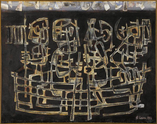 Si Lewen (American, b. 1918) Ark 11 - Passage to H: Si Lewen (American, b. 1918) Ark 11 - Passage to Helgoland, 1962; Mixed media and collage on canvas (framed); Signed, dated and titled; 36" x 45"; Provenance: The artist (Note: Proceeds will be donate