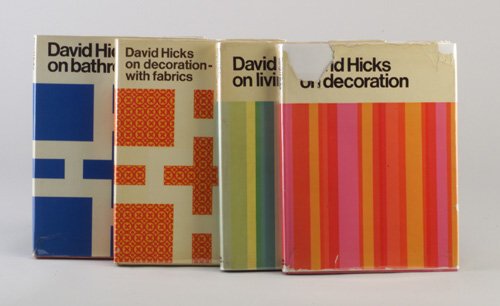Four books by David Hicks: DAVID HICKS: Four books by David Hicks: DAVID HICKS ON DECORATION; DAVID HICKS ON LIVING WITH TASTE; DAVID HICKS ON BATHROOMS; DAVID HICKS ON DECORATION WITH FABRICS. First two volumes pub. by Leslie Frewin, Londo