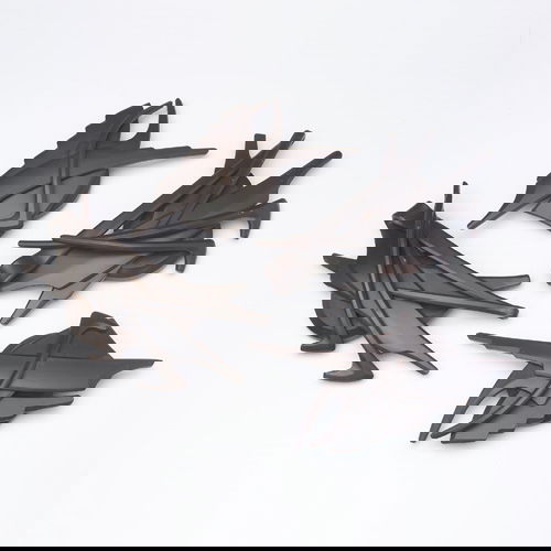 ALBERT PALEY Four paperweights, two small- and two: ALBERT PALEY Four paperweights, two small- and two medium- size, of forged milled steel with dark brown patina and rust-colored flashes, 1994. Stamped "Paley/1994". Largest: 8 1/2" x 5"