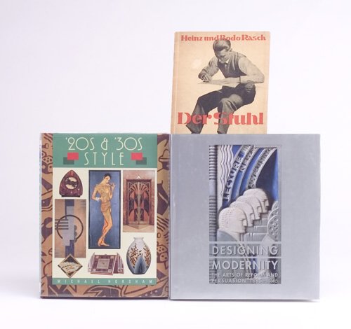 Three books on modern design: "Der Stuhl: Three books on modern design: "Der Stuhl" by Heinz und Bodo Rasch (Akademischer Verlag Dr. Fritz Wedekind & Co., Stuttgart); "20s & 30s Style" by Michael Horsham (1989, The Apple Press, London); "Desi