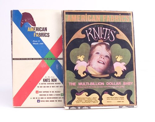 From the estate of ANGELO TESTA: Collect: From the estate of ANGELO TESTA: Collection of seventeen issues of "American Fabrics" magazine, each with articles, ads and tipped in swatches relating to textiles, upholstery and designer fabrics; is