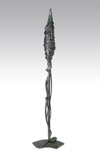 ALBERT PALEY Table lamp of forged steel, 1992. Sta: ALBERT PALEY Table lamp of forged steel, 1992. Stamped ALBERT PALEY 1992. Provenance: Peter Joseph Gallery, New York. 41"