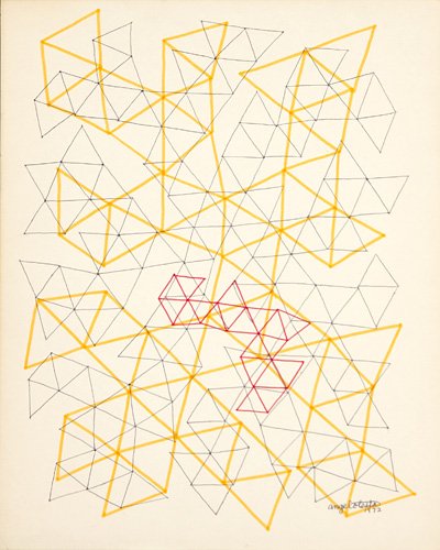 Angelo Testa, Untitled, 1972, ink and marker on il: Angelo Testa, Untitled, 1972, ink and marker on illustration board, 14" x 11", signed and dated "angelo testa / 1972" lower right recto, framed, Angelo Testa (American, 1918-1984)