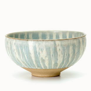 WILLIAM WYMAN Bowl with grey dripping glaze, 1956: WILLIAM WYMAN Bowl with grey dripping glaze, 1956. Signed Wyman 56. 4" x 7 1/2"
