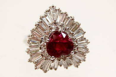 121: Spectacular platinum ruby diamond ring