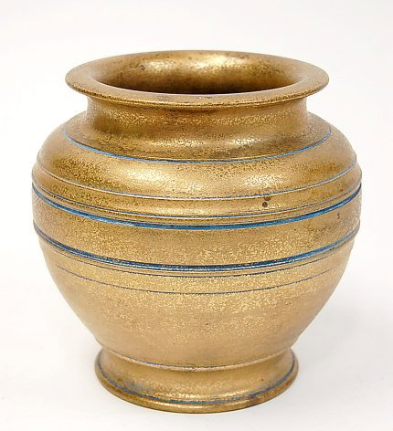 Tiffany Studios gilt bronze vase c.1910: Tiffany Studios gilt bronze 6" x 6.5" vase hallmarked Tiffany Studios 1862 c.1910