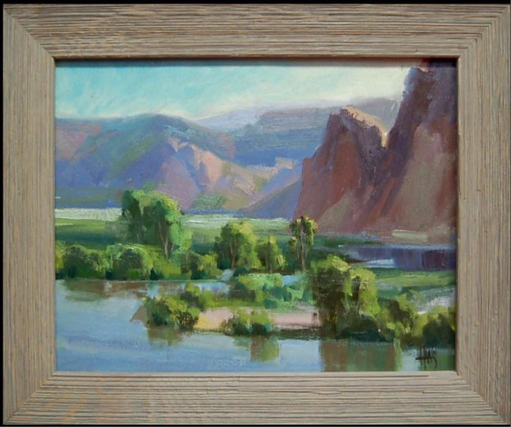 Tom Haas original oil painting: Tom Haas (né 1952) Arizona, original oil painting on board depicting the Four Corners lakes, the image measuring 11" x 14", signed lower right