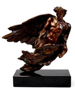 Frederick Elliot Hart bronze: Frederick Elliot Hart (1943-1999) cast bronze entitled "The Angel" #178 / 350, artist signed and mounted on a marble base, measuring 14.2" tall, excellent condition