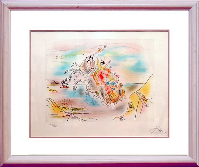 Salvador Dali drypoint etching: Salvador Dali (1904-1989) drypoint etching 126/250, pencil signed professionally framed and matted, the image measuring 14" x 18"