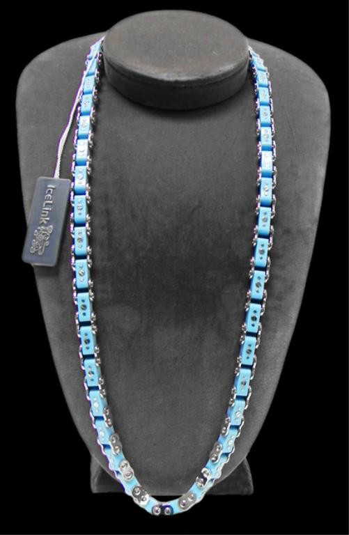 14 Blue Ice Link Bicycle Chain Necklace