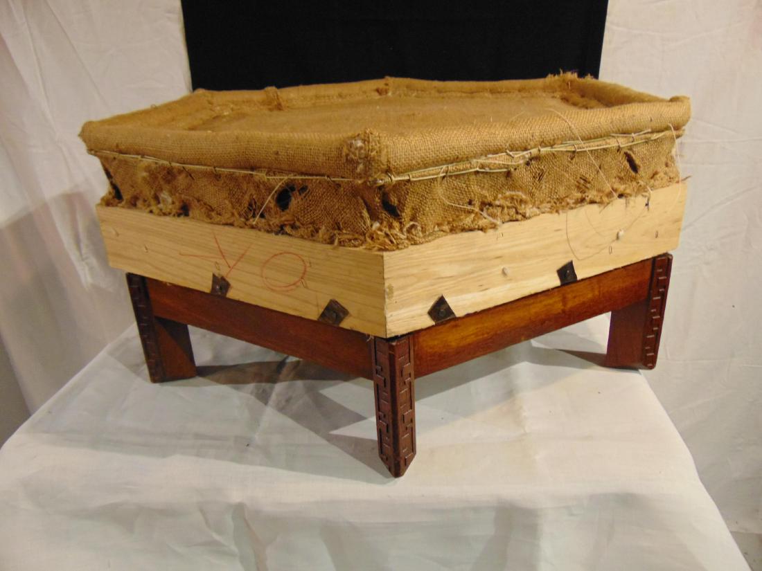 Frank Lloyd Wright for Heritage Henredon ottoman 1955: Frank Lloyd Wright for Heritage Henredon ottoman, 1955 Taliesin Collection, 6-sided, original finish, needs reupholstery (13" tall, 26" across).