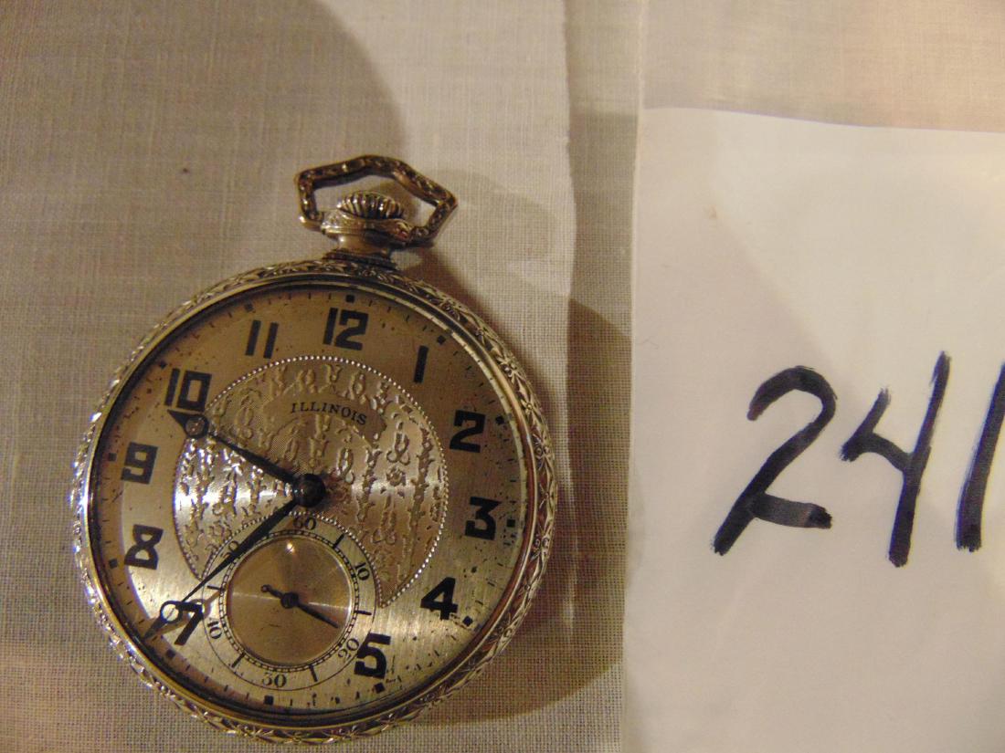 Pocket watch Illinois: Pocket watch Illinois, 1920, white rolled gold fancy chasing