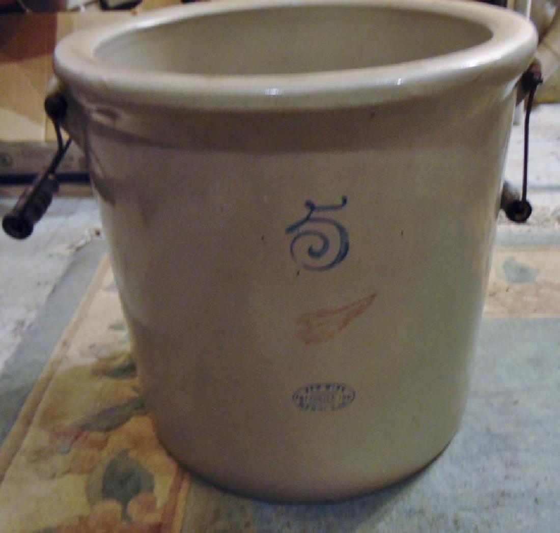 5 Gallon Red Wing Crock: 5 gallon bailed handled Red Wing crock, good condition.