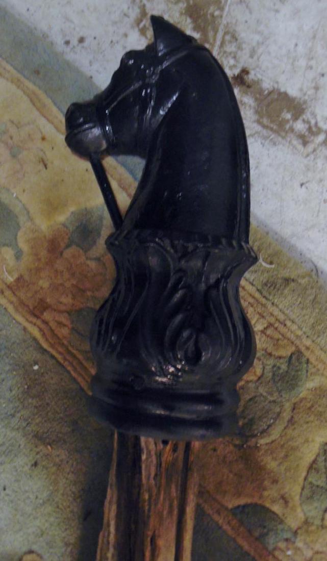 Cast Iron Horse Head Hitching Post: Unusual antique cast iron horse head hitching post, good condition.