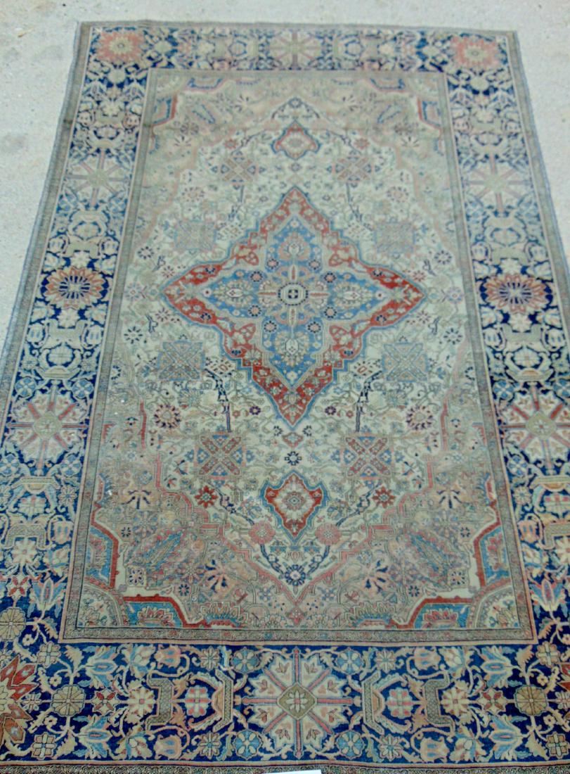 Antique Middle Eastern Rug Geometric Patterns: An antique finely woven Middle Eastern rug in florals and geometric patterns. This outstanding antique rug is in good condition (81" l x 54" w).