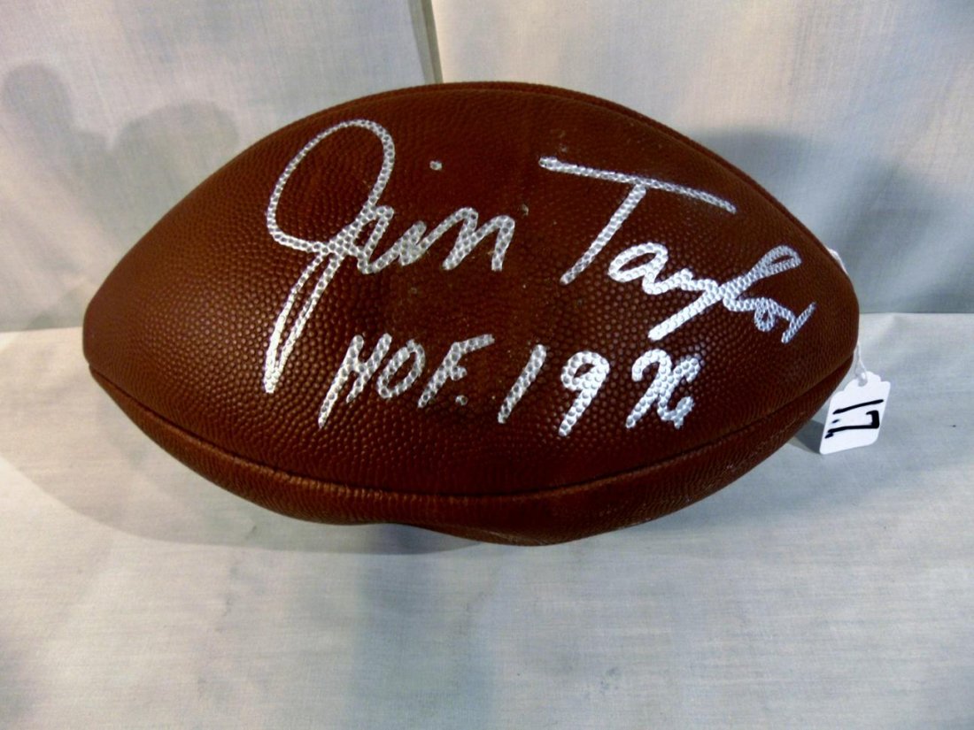 Autographed Jim Taylor Official NFL Football by Wilson.: This Official NFL Football by Wilson is autographed by Jim Taylor who was inducted into the Hall of Fame in 1976.
