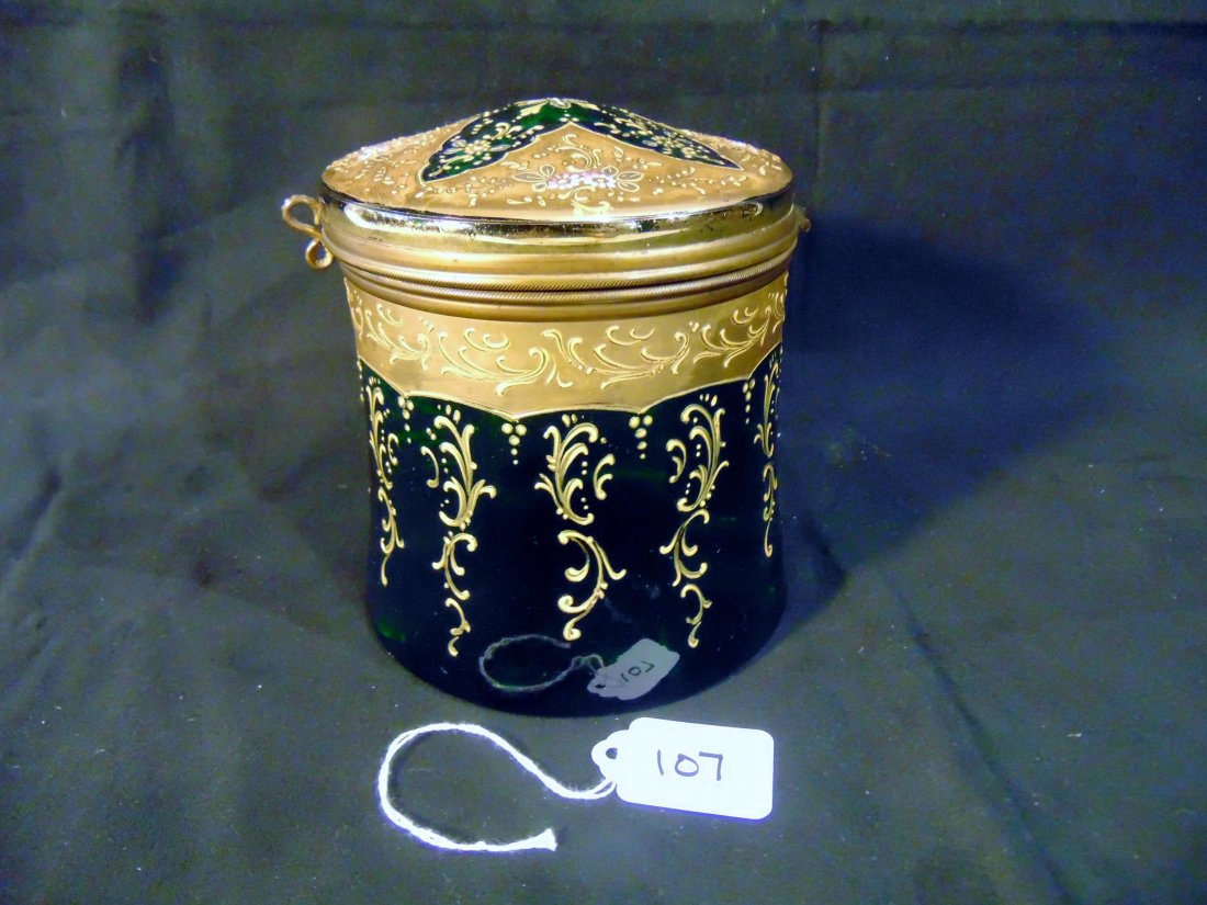 Victorian Art Glass Covered Humidore (1 of 4)