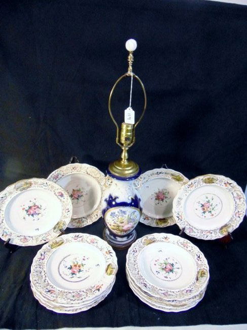 Old Paris Lamp and Dinner Plates (1 of 5)