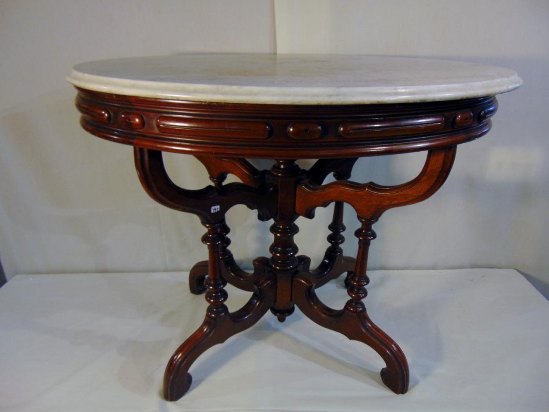 Victorian Oval White Marble Top Table (1 of 3)