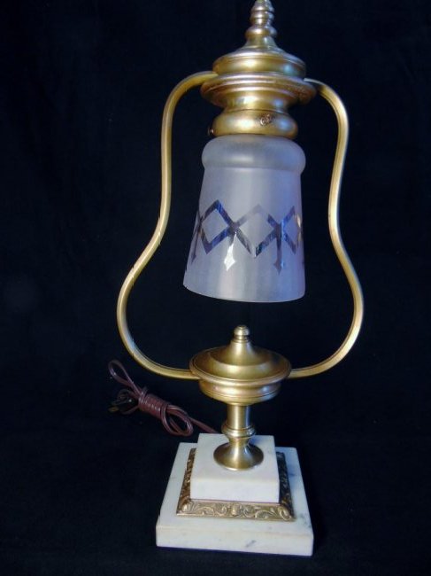 Harp Table Lamp on Marble Base (1 of 5)