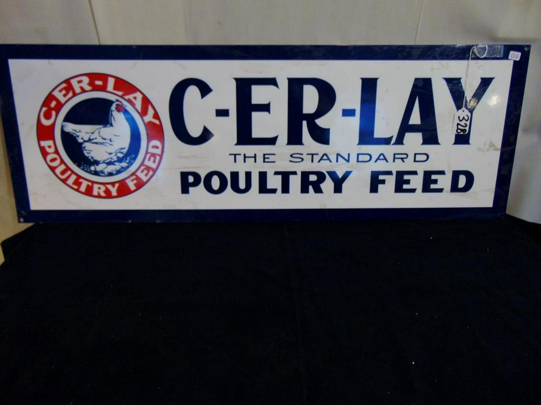 Enamel Tin C-Er-Lay Poultry Feed sign (1 of 2)