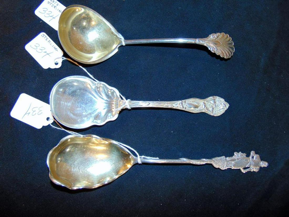 Lot of 3 Sterling silver Serving Spoons, one with (1 of 3)
