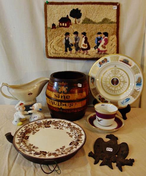 Lot of Folk Art M: A lot of Folk Art to include a Mat depicting Amish Children going to School, Presidential Plate for Gerald Ford, Authentic Reproduction of the Cup and Saucer used by Abraham Lincoln at dinner on April