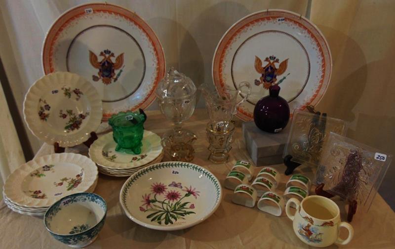 Charger, Spode, "Wicker Lane", "Bunnykins",: Lot to include 13" Round Maitland South Russian Charger, 12 Spode Copeland "Wicker Lane" Dessert Plates, 8 Villeroy & Boch Napkins Holders, Royal Doultom "Bunnykins" Double Handled Cup, and more inclu