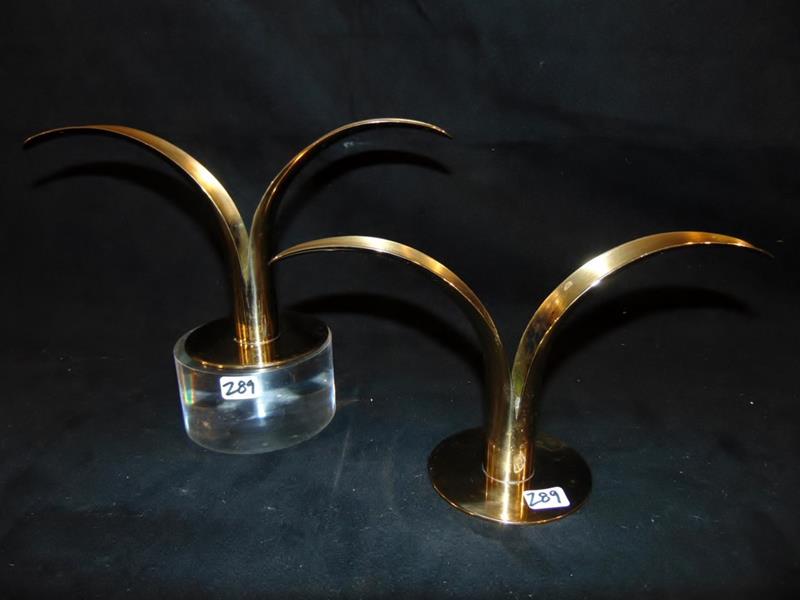 MCM Scandanavian Candle Holders: Mid Century Modern Scandanavian Design '50's Swedish Modern Candle Holders.These Aero-dynamically designed Swedish Candle Holders are Marked Swden-Lily on the bottom and measure 4.75"Tx8.5"W