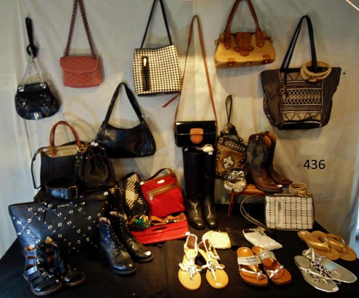 Leather Lot: Huge Group of Quality Leather Items: Designer Bags, Leather Purses, Boots, Belts, and Sandles to include Michael Dors, Ralph Lauren, Coach, Hobo, Rebekka Minkoff, Calvin Klein, Ariat, and more! 18 Bag