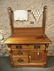 Oak 3 Drawer Commode with Back Splash and Towel Bar
