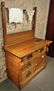 Oak 3 Drawer Commode with Back Splash and Towel Bar - 2