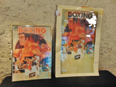 1970's Advertising Mock up Artwork for Schlitz Beer and: 1970's Original artwork advertising mock up for Schlitz beer featuring boxers along with the finished poster. This original Guache painting is part of a Schlitz beer advertisement in the early '70's a