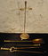 Brass Fireplace Andirons and Tools - 6