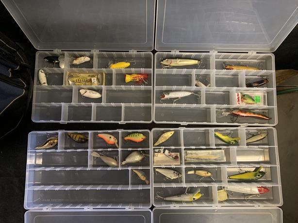 Lot of fishing lures and cases and soft tackle box: Lot of fishing lures and cases and soft tackle box