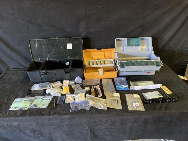 3 tool boxes with gun and bow and arrow accessories: 3 tool boxes with gun and bow and arrow accessories