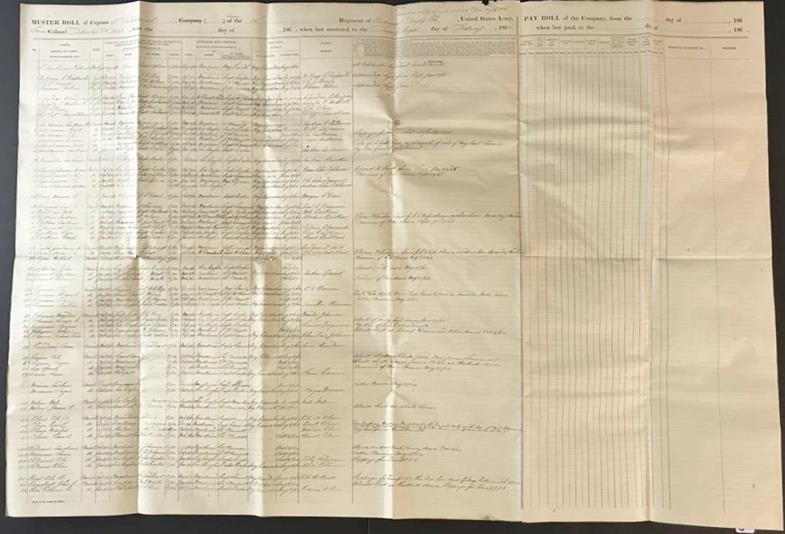 Civil War Era Union Muster Roll (1 of 12)