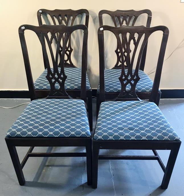 4 Turn of Century Chippendale Mahogany Dining Chairs (1 of 5)