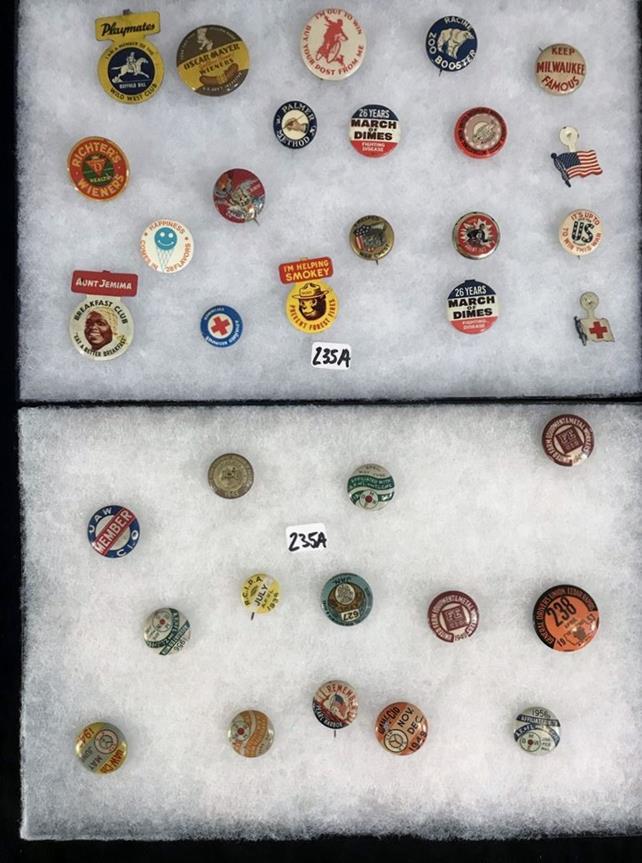 Group of 34 Union and Advertising Buttons 1920's-60's (1 of 18)
