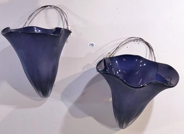 Pair of Italian Frosted Violet Wall Sconce Shades (1 of 8)